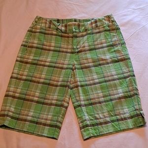 Merona Size 4 Green and Brown Plaid Knee-Length Shorts